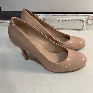 NINE WEST Nude Tan Round Toe 3.5" Heel size 7.5